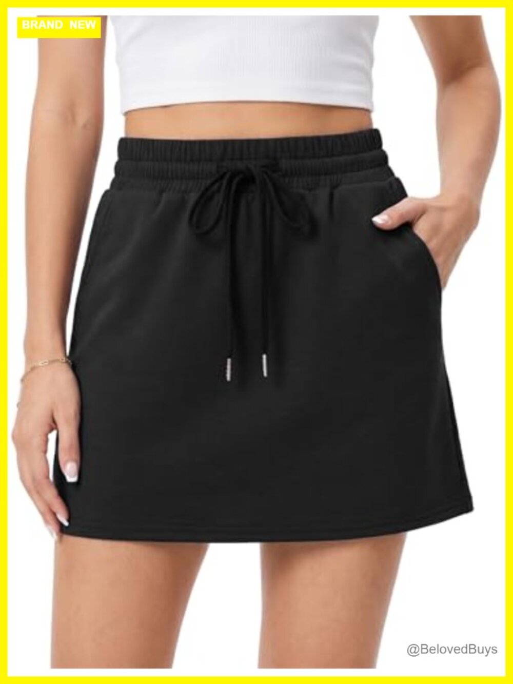 Women's Athletic Skort with Pockets, 4-Way Stretch High-Waist Tennis Skirt with